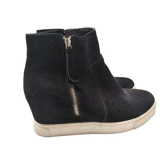 Steve Madden Hidden Wedge Sneaker Bootie Womens 8.5 Ankle Boot Black Suede Saidi - Picture 3 of 9